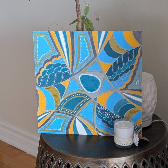 Fractured Garden – Original 11.75" x 11.75 x .75" Abstract Painting on W - Picture 4 of 6